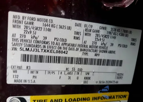 2019 Lincoln Navigator L Reserve from USA, damaged, VIN 5LMJJ3LTXKEL08042